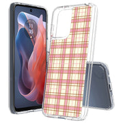 Pink Plaid Line Print Slim Cover For Motorola Moto G (Power, Stylus, Play, 5G), Print in USA