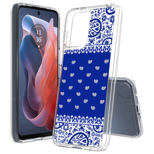 Paisley Blue Print Slim Cover For Motorola Moto G (Power, Stylus, Play, 5G), Print in USA