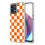 Orange Checker Print Slim Cover For Motorola Moto G (Power, Stylus, Play, 5G), Print in USA