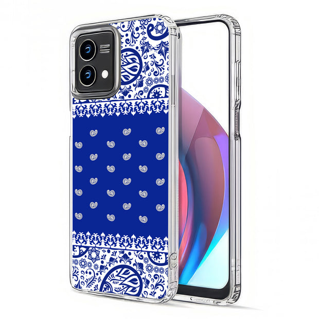 Paisley Blue Print Slim Cover For Motorola Moto G (Power, Stylus, Play, 5G), Print in USA