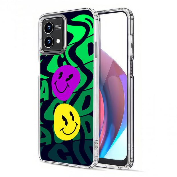 Acid Smile Face Print Slim Cover For Motorola Moto G (Power, Stylus, Play, 5G), Print in USA