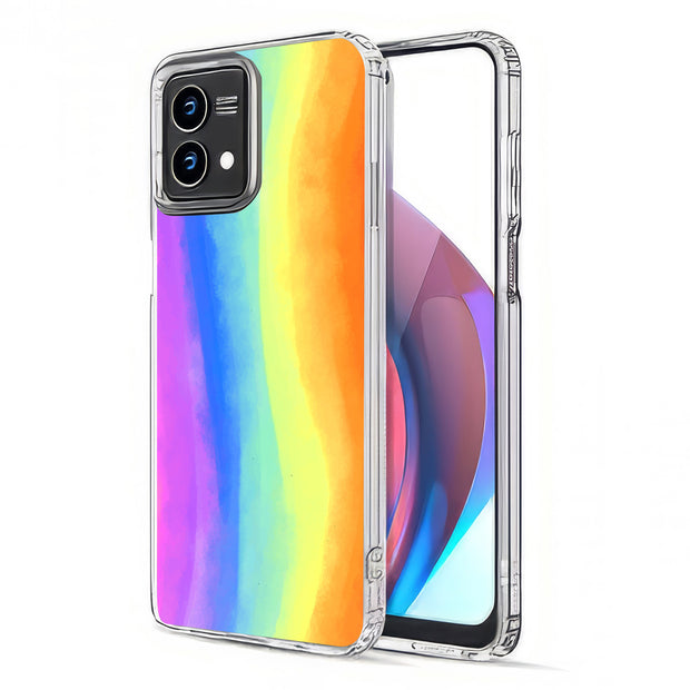 Pastel Rainbow Print Slim Cover For Motorola Moto G (Power, Stylus, Play, 5G), Print in USA