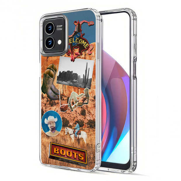 Cowboy Collage Print Slim Cover For Motorola Moto G (Power, Stylus, Play, 5G), Print in USA