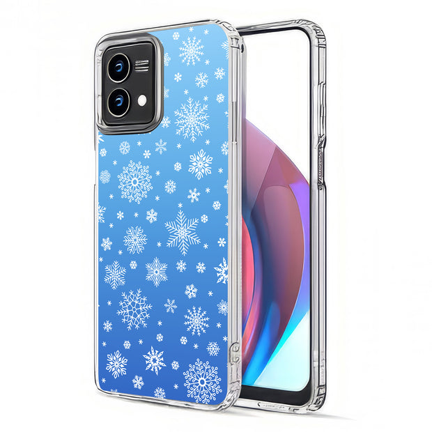 Blue Snowflakes Print Slim Cover For Motorola Moto G (Power, Stylus, Play, 5G), Print in USA