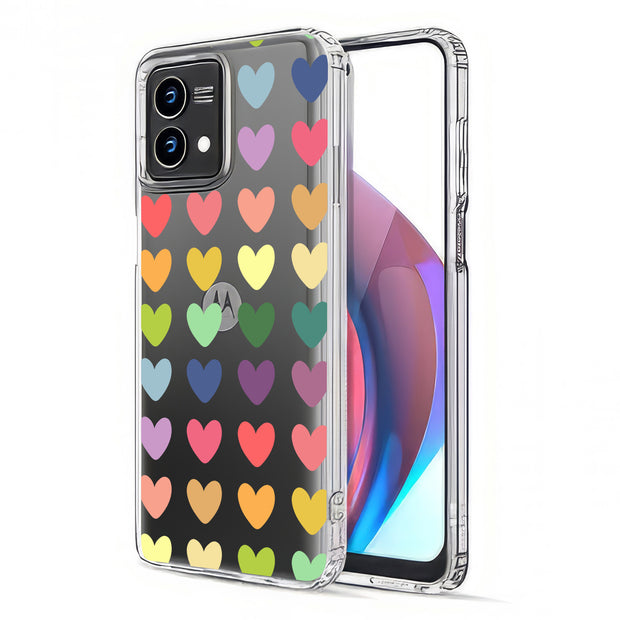 Colorful Hearts Print Slim Cover For Motorola Moto G (Power, Stylus, Play, 5G), Print in USA