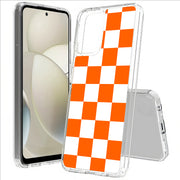 Orange Checker Print Slim Cover For Motorola Moto G (Power, Stylus, Play, 5G), Print in USA