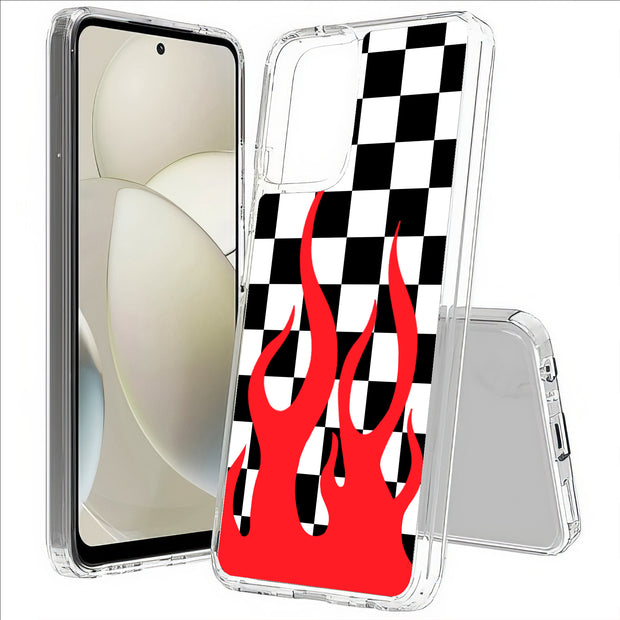 Checkers Flame Print Slim Cover For Motorola Moto G (Power, Stylus, Play, 5G), Print in USA