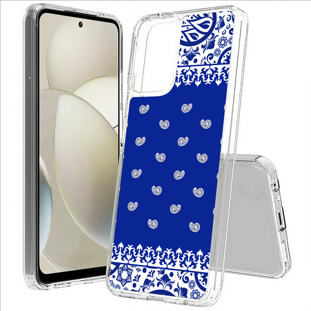 Paisley Blue Print Slim Cover For Motorola Moto G (Power, Stylus, Play, 5G), Print in USA