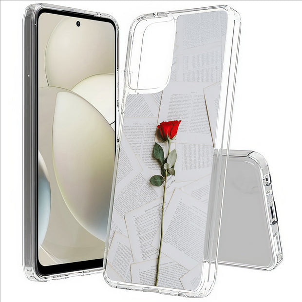 Red Rose Flower Print Slim Cover For Motorola Moto G (Power, Stylus, Play, 5G), Print in USA