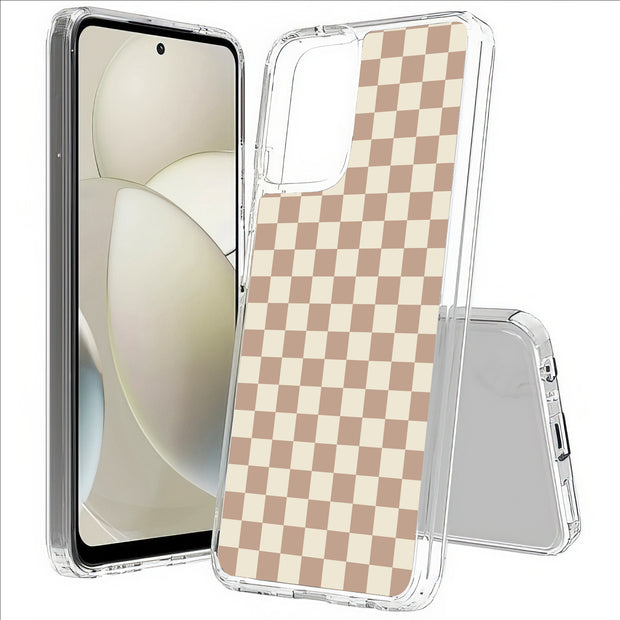 Beige Gingham Print Slim Cover For Motorola Moto G (Power, Stylus, Play, 5G), Print in USA