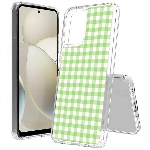 Pale Green Grid Print Slim Cover For Motorola Moto G (Power, Stylus, Play, 5G), Print in USA