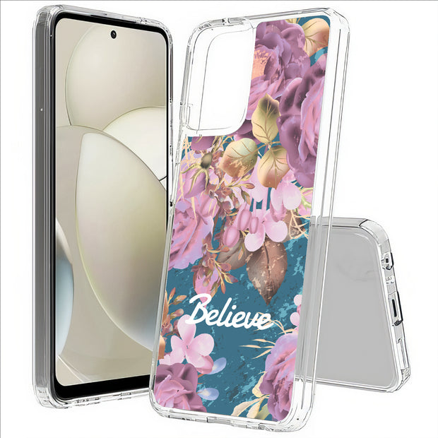 Believe Flowers Print Slim Cover For Motorola Moto G (Power, Stylus, Play, 5G), Print in USA