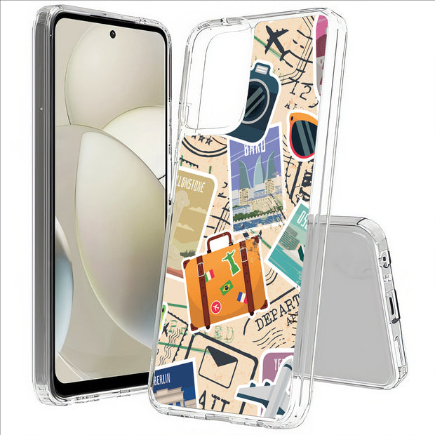 Travel Sticker Print Slim Cover For Motorola Moto G (Power, Stylus, Play, 5G), Print in USA