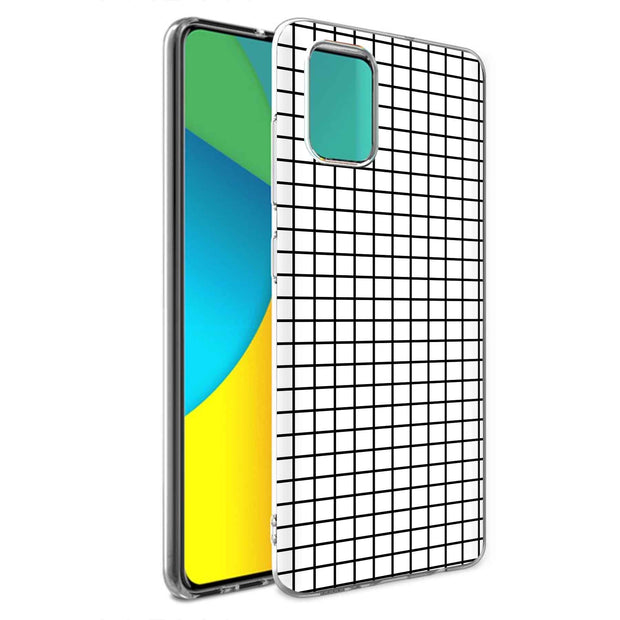 Blk White Grid Print Slim Cover For Samsung Galaxy A (A42, A35, A25, A15, A11, A03S), Print in USA
