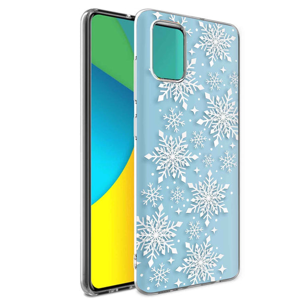 Snowflake Blue Print Slim Cover For Samsung Galaxy A (A42, A35, A25, A15, A11, A03S), Print in USA