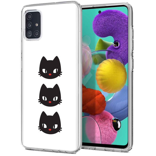 Black Cat Print Slim Cover For Samsung Galaxy A (A42, A35, A25, A15, A11, A03S), Print in USA