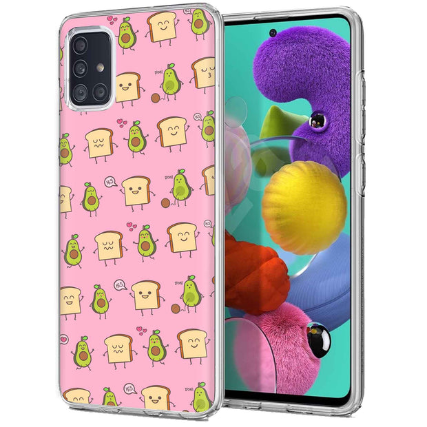 Pink Avocado Print Slim Cover For Samsung Galaxy A (A42, A35, A25, A15, A11, A03S), Print in USA