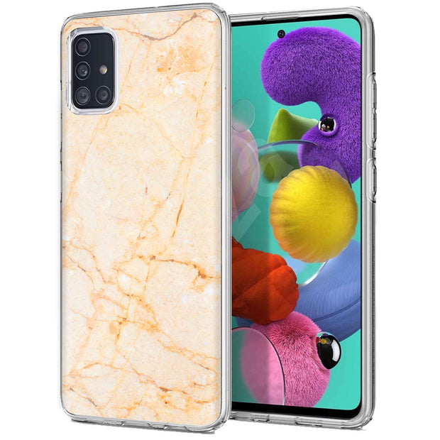 Yellow Marble Print Slim Cover For Samsung Galaxy A (A42, A35, A25, A15, A11, A03S), Print in USA