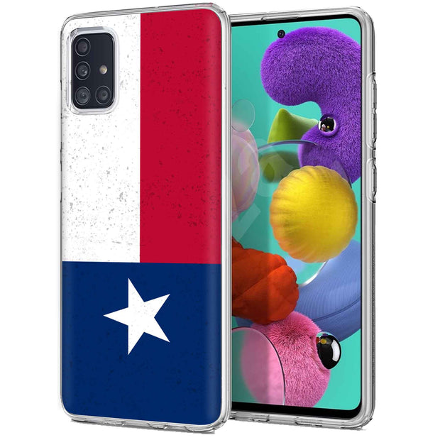 Texas Flag Print Slim Cover For Samsung Galaxy A (A42, A35, A25, A15, A11, A03S), Print in USA