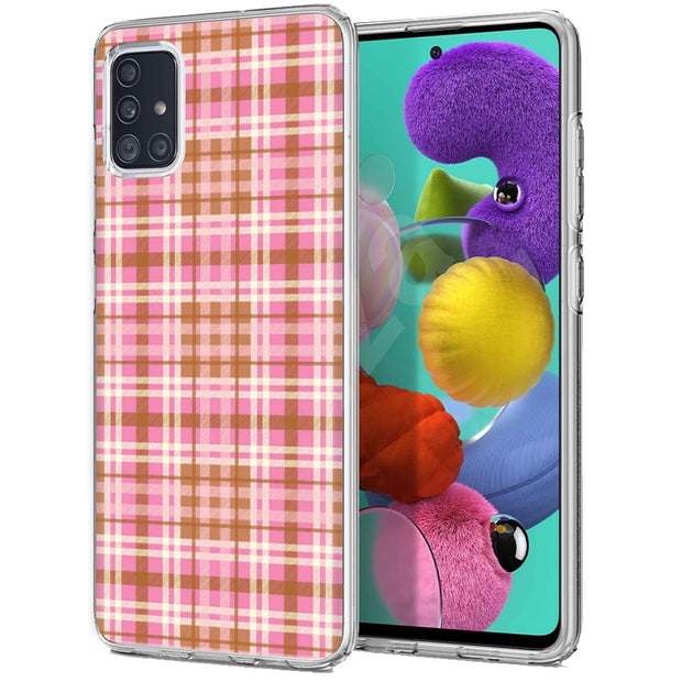 Plaid Grid Line Print Slim Cover For Samsung Galaxy A (A42, A35, A25, A15, A11, A03S), Print in USA