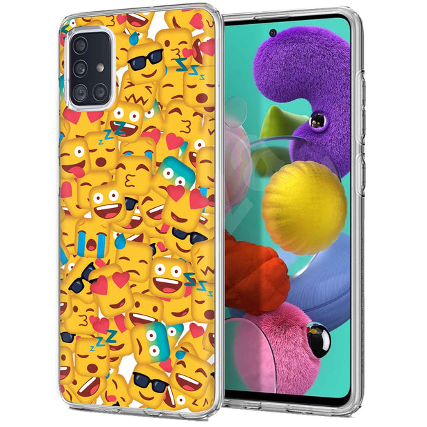 Square Emojis Print Slim Cover For Samsung Galaxy A (A42, A35, A25, A15, A11, A03S), Print in USA