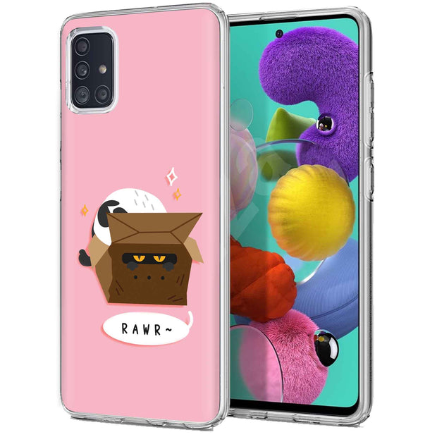 Cat Hide Box Print Slim Cover For Samsung Galaxy A (A42, A35, A25, A15, A11, A03S), Print in USA