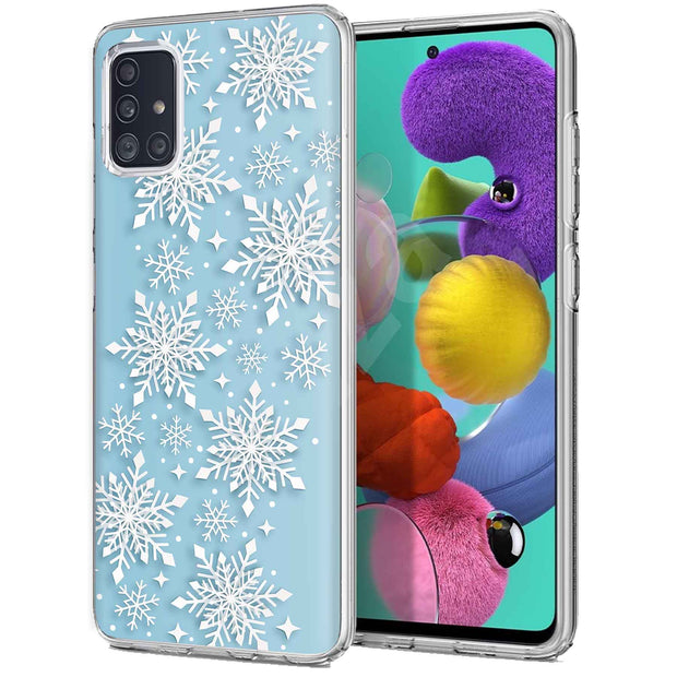 Snowflake Blue Print Slim Cover For Samsung Galaxy A (A42, A35, A25, A15, A11, A03S), Print in USA