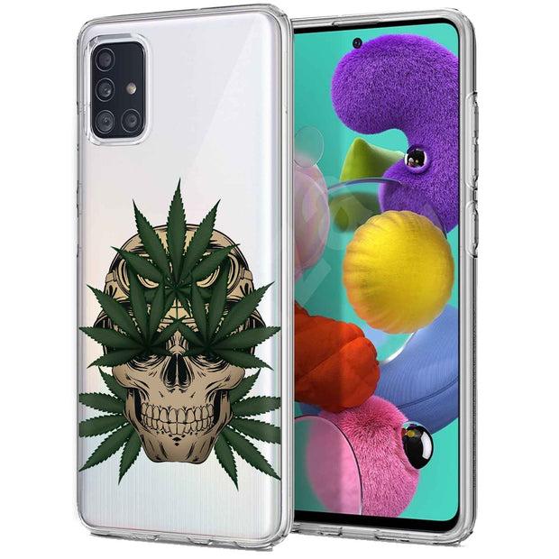 Marijuana Skull Print Slim Cover For Samsung Galaxy A (A42, A35, A25, A15, A11, A03S), Print in USA