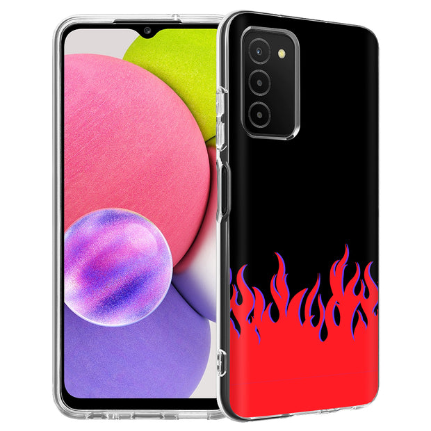 Red Flames Print Slim Cover For Samsung Galaxy A (A42, A35, A25, A15, A11, A03S), Print in USA