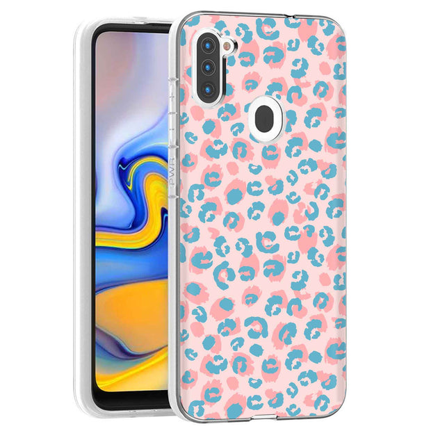 Pink Leopard Print Slim Cover For Samsung Galaxy A (A42, A35, A25, A15, A11, A03S), Print in USA