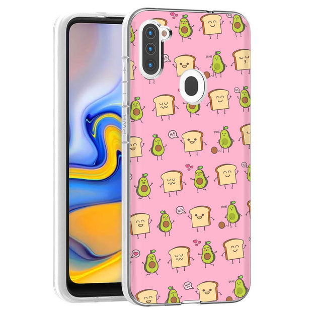 Pink Avocado Print Slim Cover For Samsung Galaxy A (A42, A35, A25, A15, A11, A03S), Print in USA