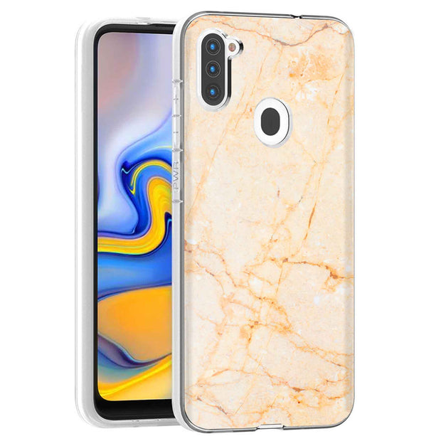 Yellow Marble Print Slim Cover For Samsung Galaxy A (A42, A35, A25, A15, A11, A03S), Print in USA