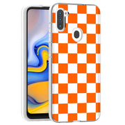 Orange Checker Print Slim Cover For Samsung Galaxy A (A42, A35, A25, A15, A11, A03S), Print in USA