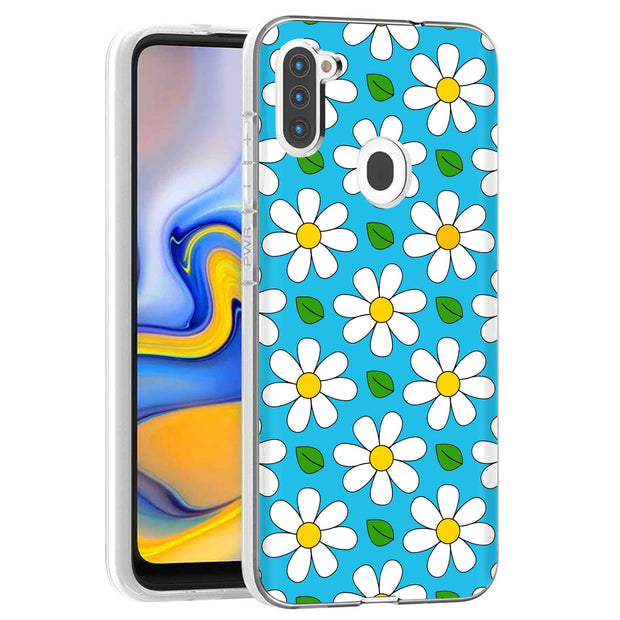 Daisy Pattern Print Slim Cover For Samsung Galaxy A (A42, A35, A25, A15, A11, A03S), Print in USA