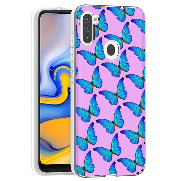 Blue Butterfly Print Slim Cover For Samsung Galaxy A (A42, A35, A25, A15, A11, A03S), Print in USA