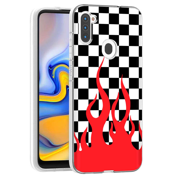 Checkers Flame Print Slim Cover For Samsung Galaxy A (A42, A35, A25, A15, A11, A03S), Print in USA