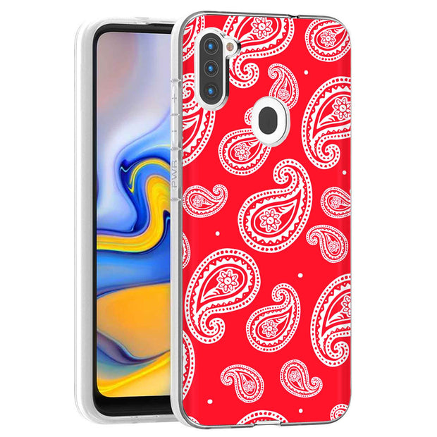 Paisley Red Print Slim Cover For Samsung Galaxy A (A42, A35, A25, A15, A11, A03S), Print in USA