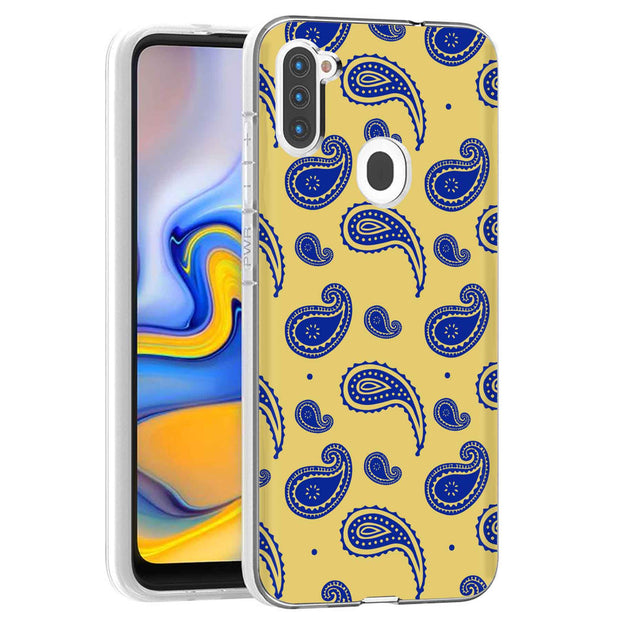 Paisley Yellow Print Slim Cover For Samsung Galaxy A (A42, A35, A25, A15, A11, A03S), Print in USA