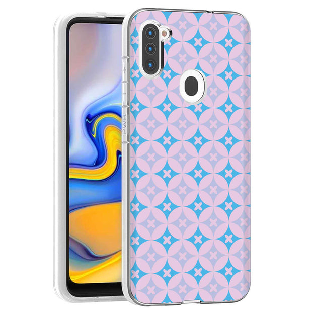 Blue X Circle Print Slim Cover For Samsung Galaxy A (A42, A35, A25, A15, A11, A03S), Print in USA