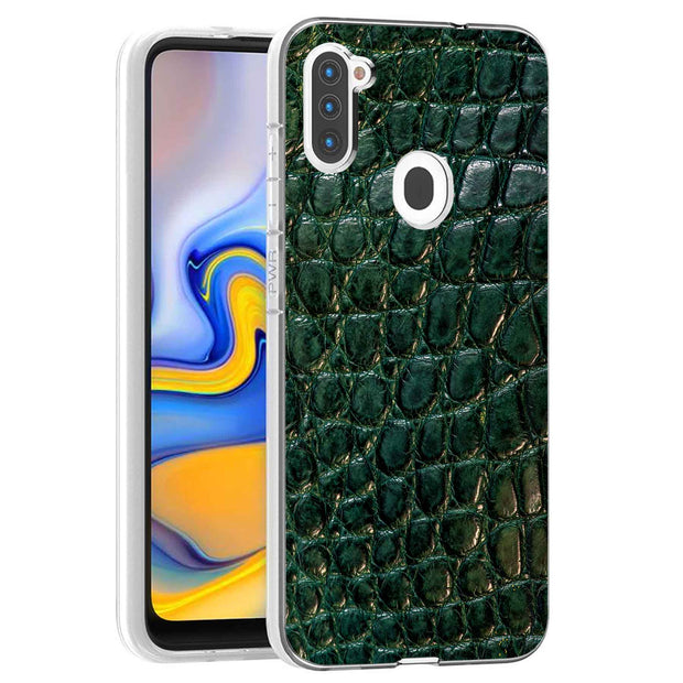 Green Alligator Print Slim Cover For Samsung Galaxy A (A42, A35, A25, A15, A11, A03S), Print in USA