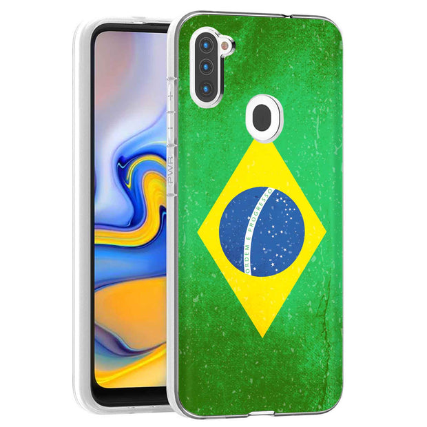 Old Flag Brazil Print Slim Cover For Samsung Galaxy A (A42, A35, A25, A15, A11, A03S), Print in USA