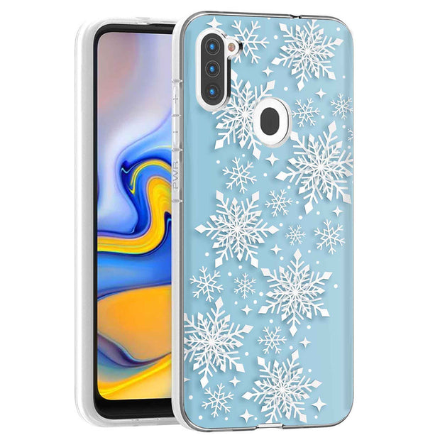 Snowflake Blue Print Slim Cover For Samsung Galaxy A (A42, A35, A25, A15, A11, A03S), Print in USA