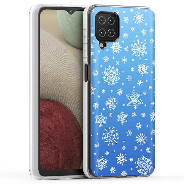 Blue Snowflakes Print Slim Cover For Samsung Galaxy A (A42, A35, A25, A15, A11, A03S), Print in USA