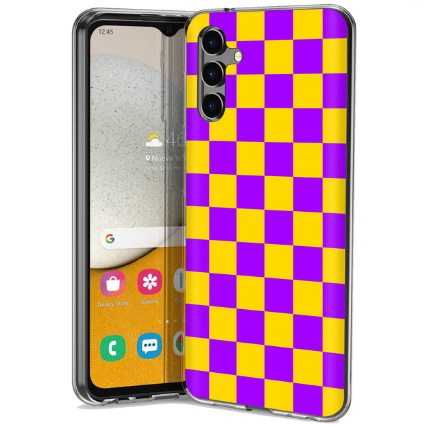 Yellow Checker Print Slim Cover For Samsung Galaxy A (A42, A35, A25, A15, A11, A03S), Print in USA