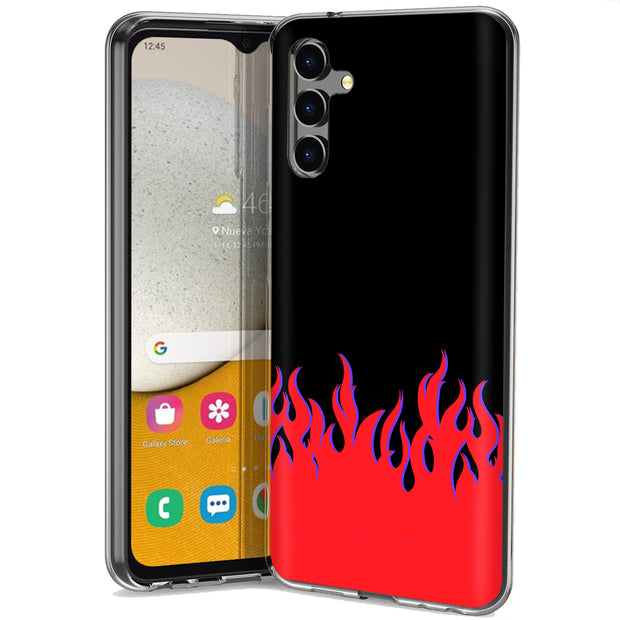 Red Flames Print Slim Cover For Samsung Galaxy A (A42, A35, A25, A15, A11, A03S), Print in USA