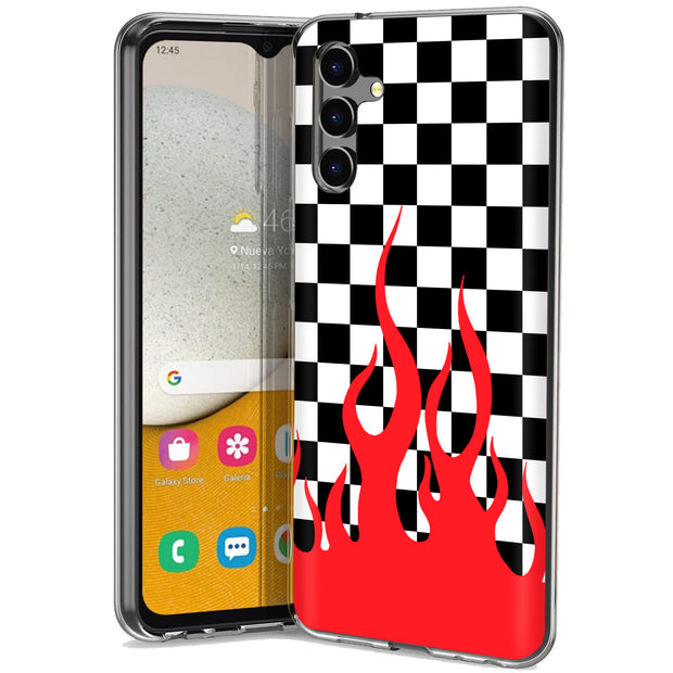 Checkers Flame Print Slim Cover For Samsung Galaxy A (A42, A35, A25, A15, A11, A03S), Print in USA