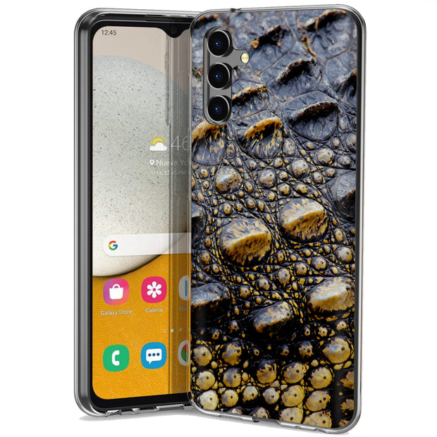 Black Crocodile Print Slim Cover For Samsung Galaxy A (A42, A35, A25, A15, A11, A03S), Print in USA