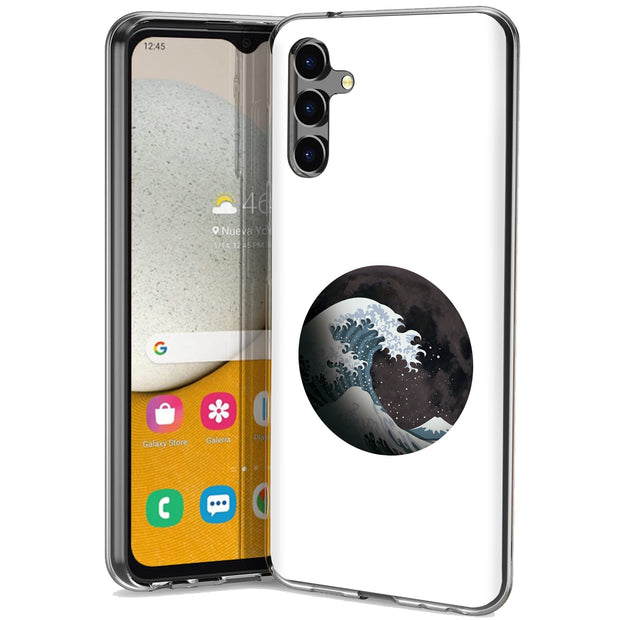 Great Wave Moon Print Slim Cover For Samsung Galaxy A (A42, A35, A25, A15, A11, A03S), Print in USA