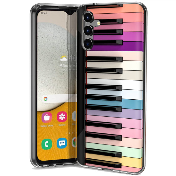 Rainbow Piano Print Slim Cover For Samsung Galaxy A (A42, A35, A25, A15, A11, A03S), Print in USA