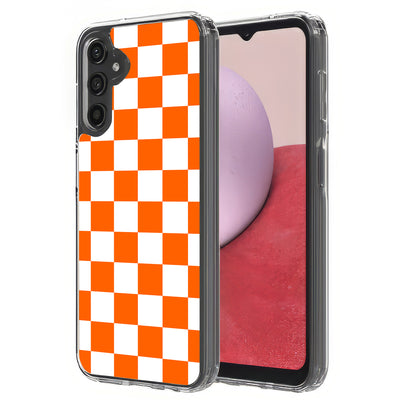 Orange Checker Print Slim Cover For Samsung Galaxy A (A42, A35, A25, A15, A11, A03S), Print in USA